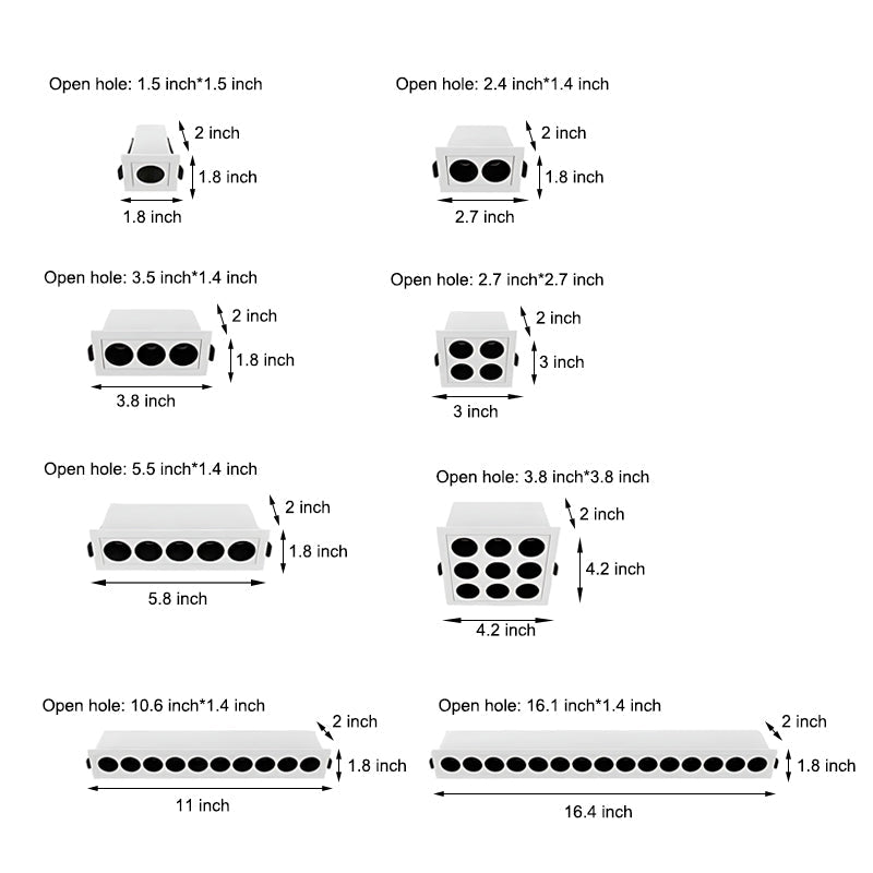 LED spotlights bulbs wiring diagram for square arrangement.
