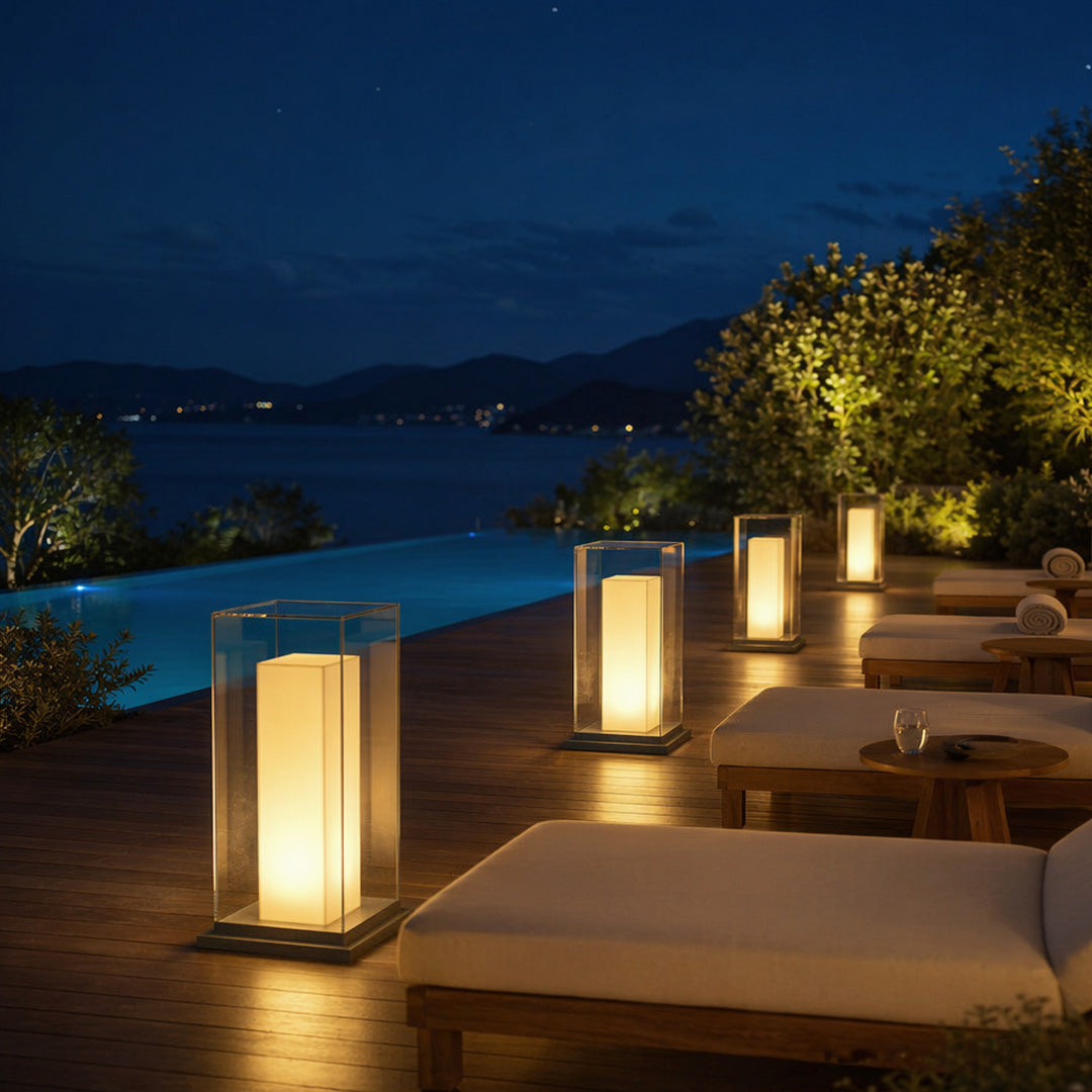 Outdoor square bollard light fixture