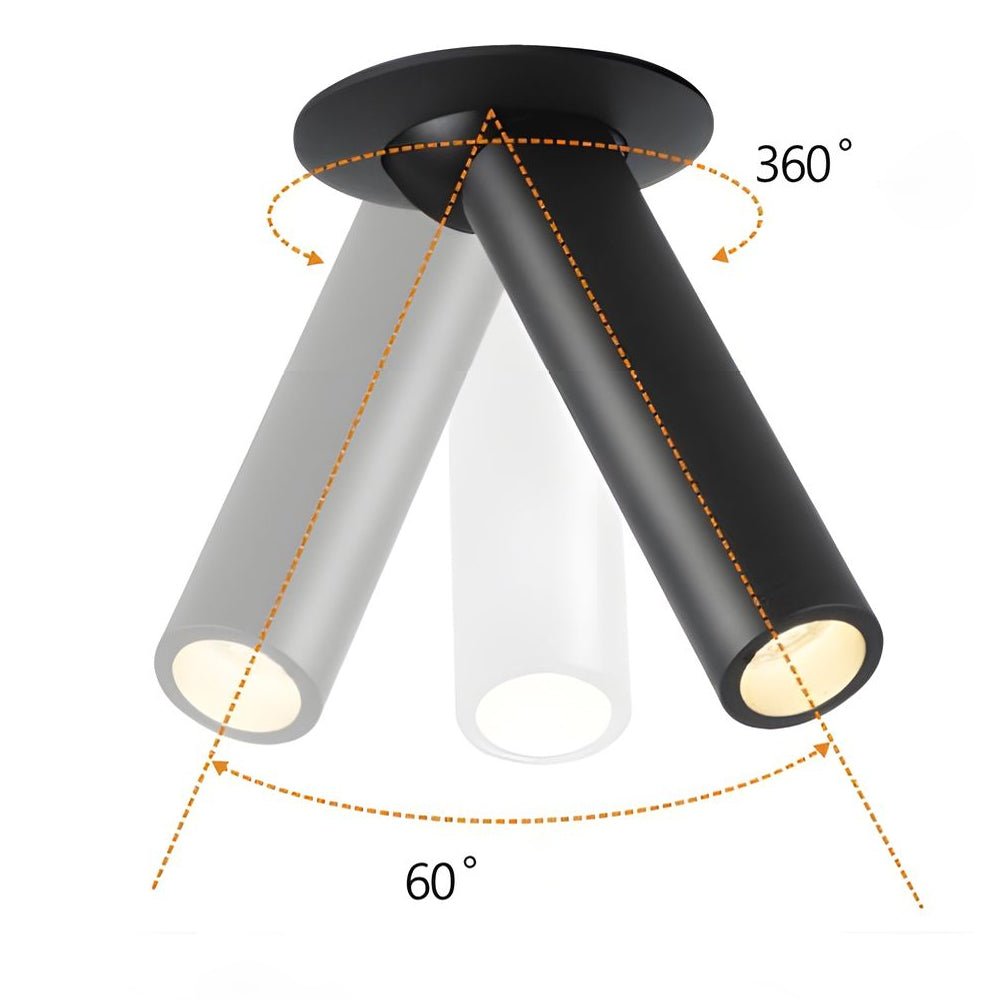 Diagram of LED surface spotlights showing 360° and 60° adjustable angles for versatile lighting solutions.