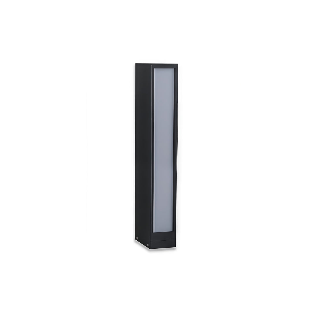 Slim rectangular led wall light outdoor with warm light panel integrated into dark frame.
