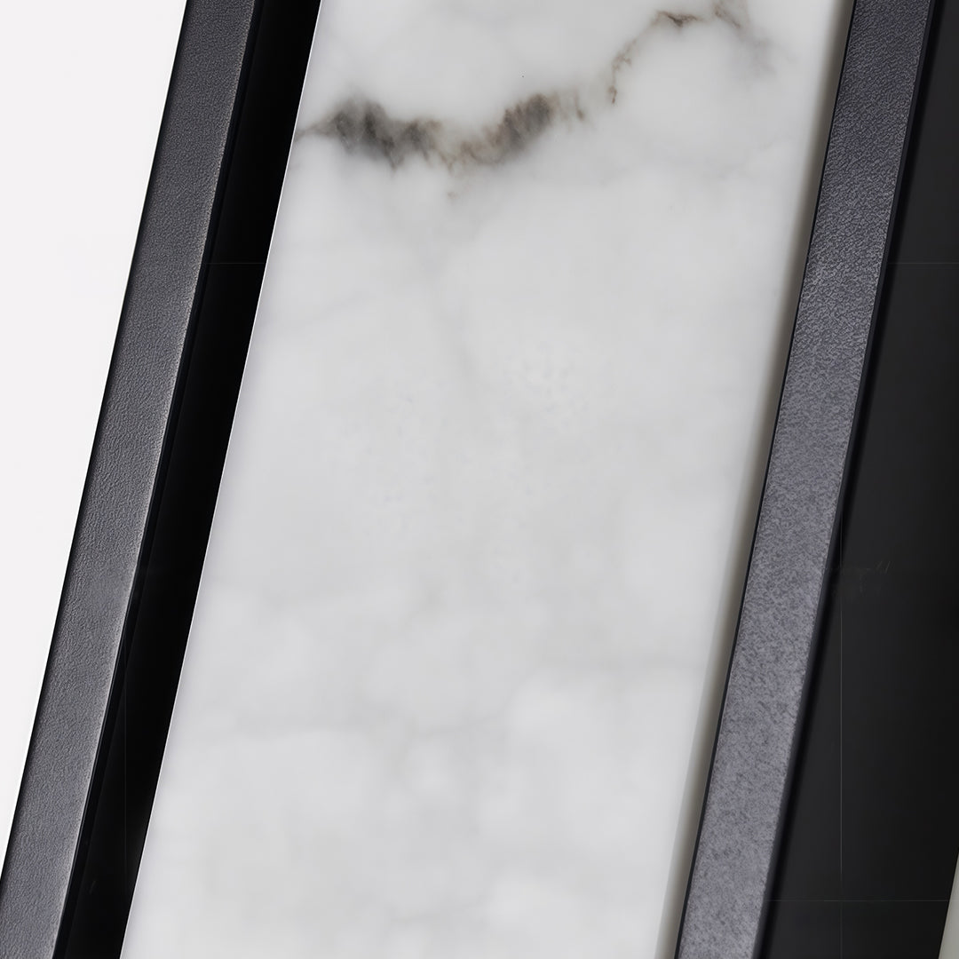 Led wall sconce light fixtures with alabaster stone shades provide warm, inviting illumination for hallways, bedrooms, and living spaces.