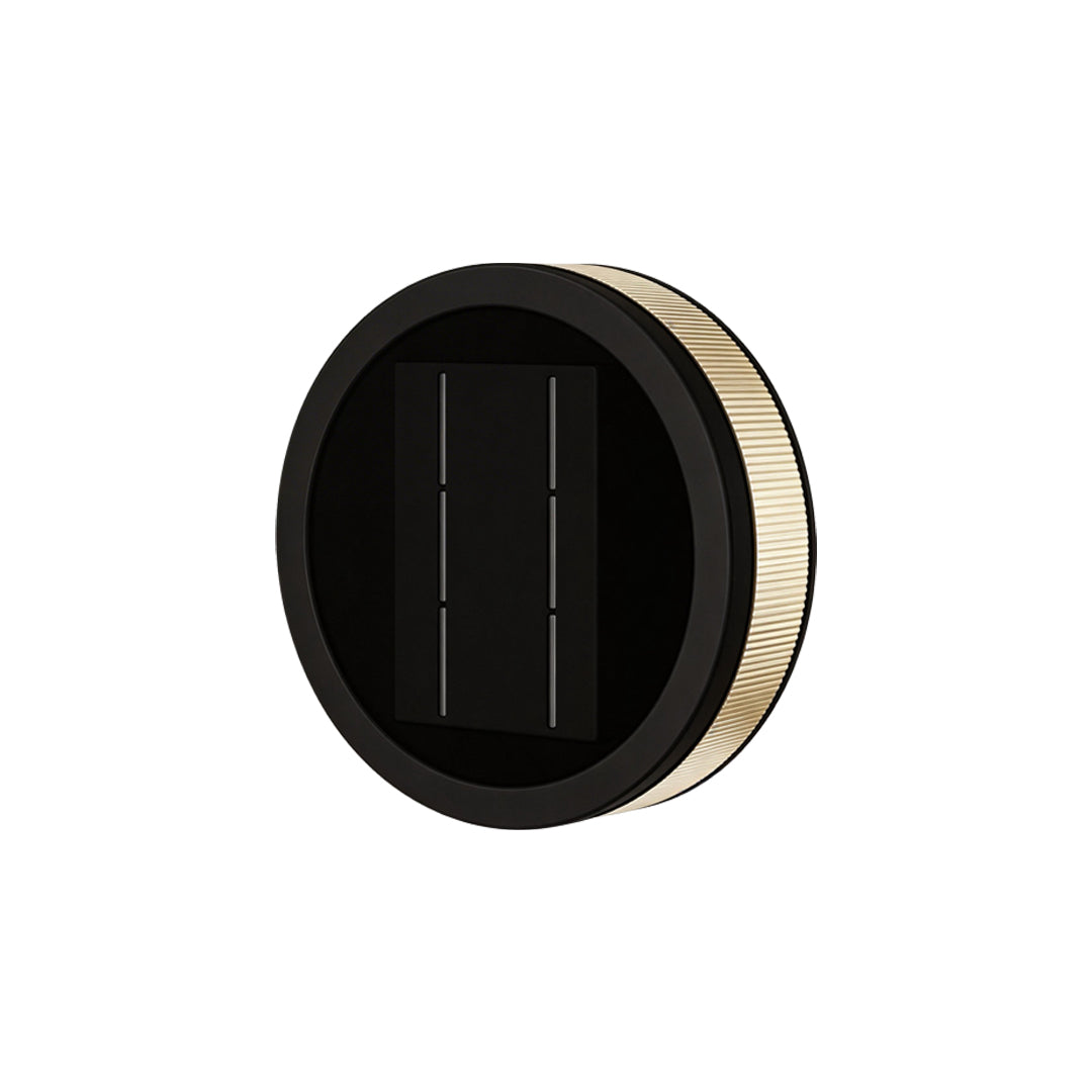 LED wall sconce outdoor back housing detail, circular fixture with integrated LED panel and mounting bracket.