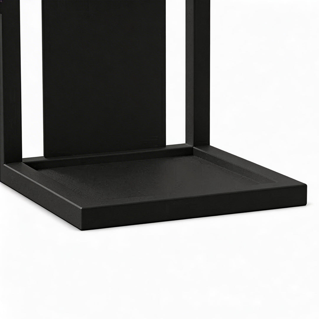 LED wall sconce outdoor outdoor wall mount light LED base detail showing black metal structure and mounting plate.