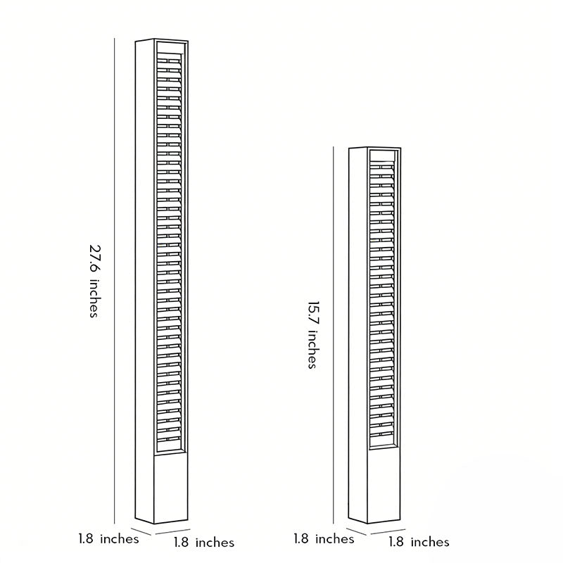 LED wall sconce outdoor bollard dimension diagram showing height and width of outdoor pathway lighting fixtures.