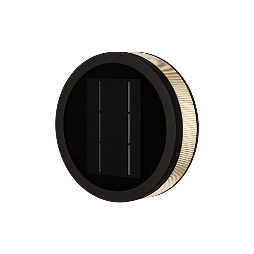 LED wall sconce outdoor installation view showing internal components and circular frame structure.