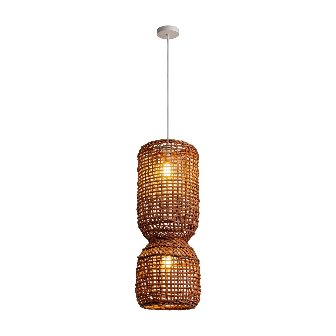LED wall sconce outdoor large modern pendant light fixtures illuminated version with warm glowing woven shade.