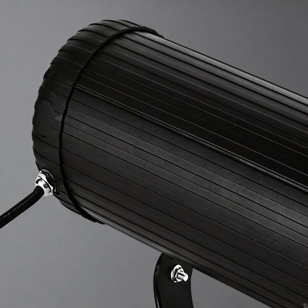 LED wall sconce outdoor outdoor spotlight LED side view with ribbed heat sink and durable metal casing.