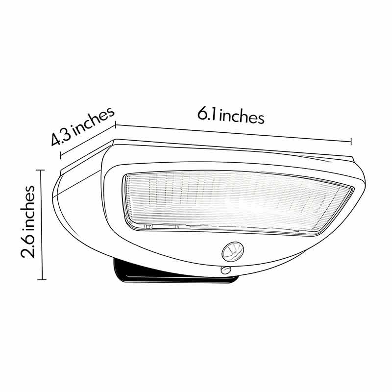 LED wall sconce outdoor outdoor wall mounted solar lights dimension diagram with width and height measurements.