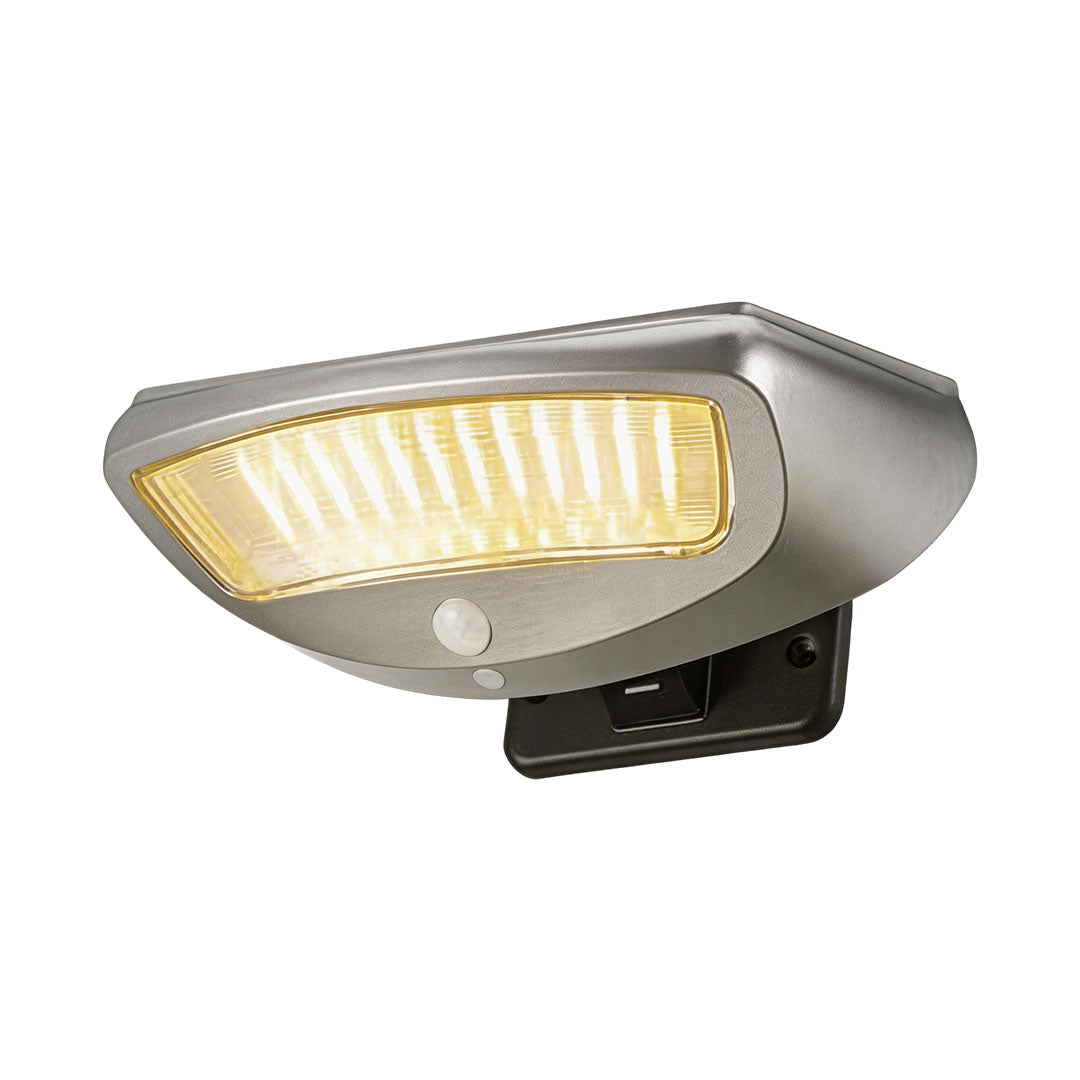 LED wall sconce outdoor outdoor wall mounted solar lights warm light version showing soft yellow illumination.