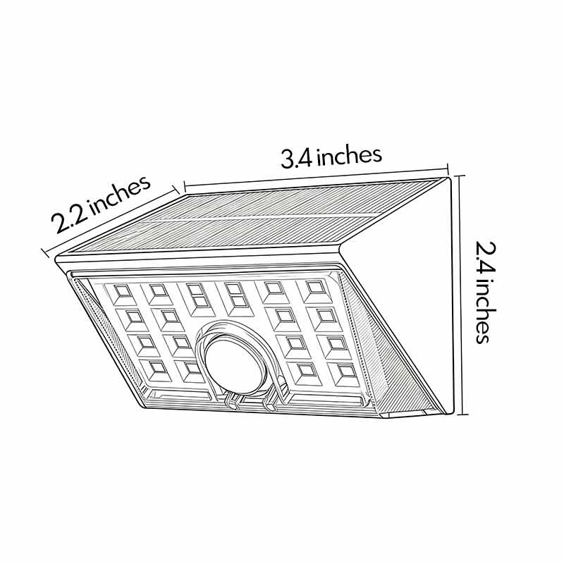 LED wall sconce outdoor sensor wall lights outdoor dimension diagram with size details for exterior installation.