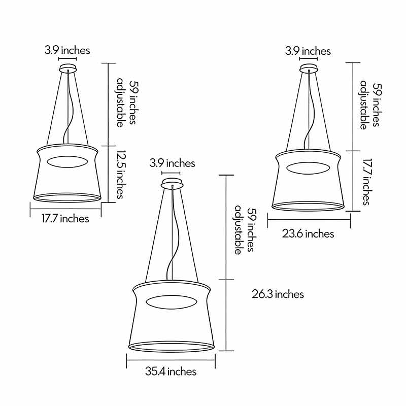 LED wall sconce outdoor woven light pendant dimension diagram showing size and hanging height measurements.