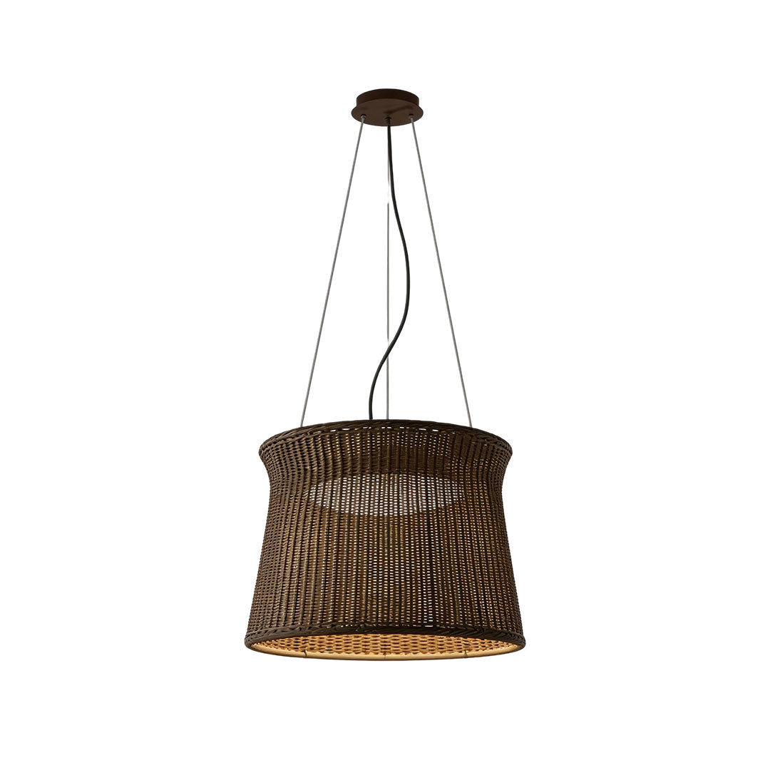 LED wall sconce outdoor woven light pendant variation with natural woven shade and soft warm lighting.