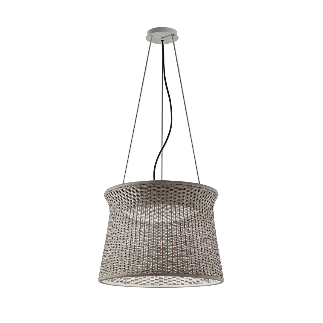 LED wall sconce outdoor woven light pendant tall narrow shade version with natural texture finish.