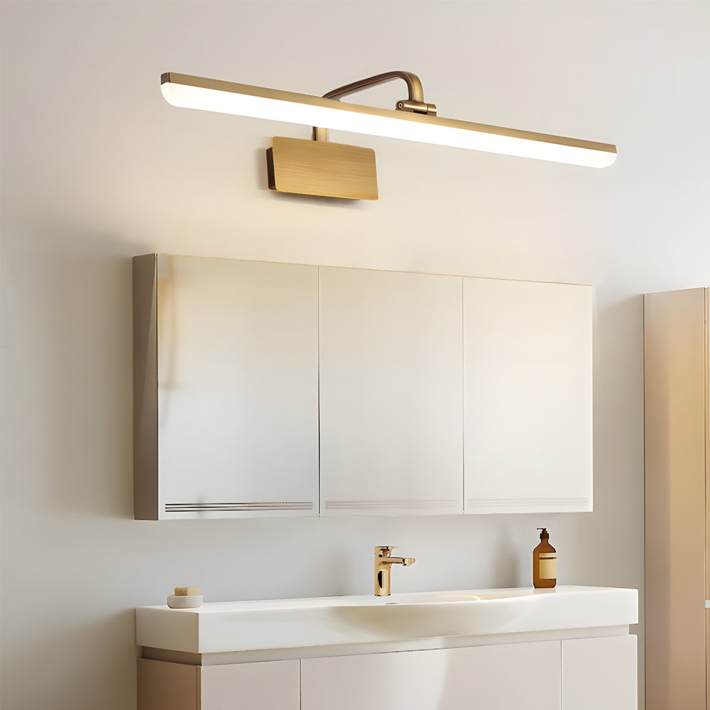 Light bar vanity with a sleek design, enhancing a stylish bathroom interior.