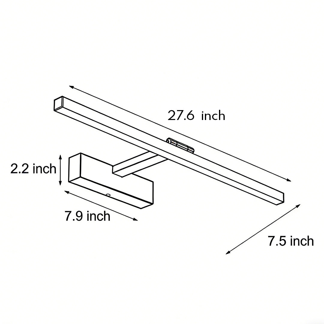 Light bars for bathroom vanity with detailed dimensions diagram for installation reference