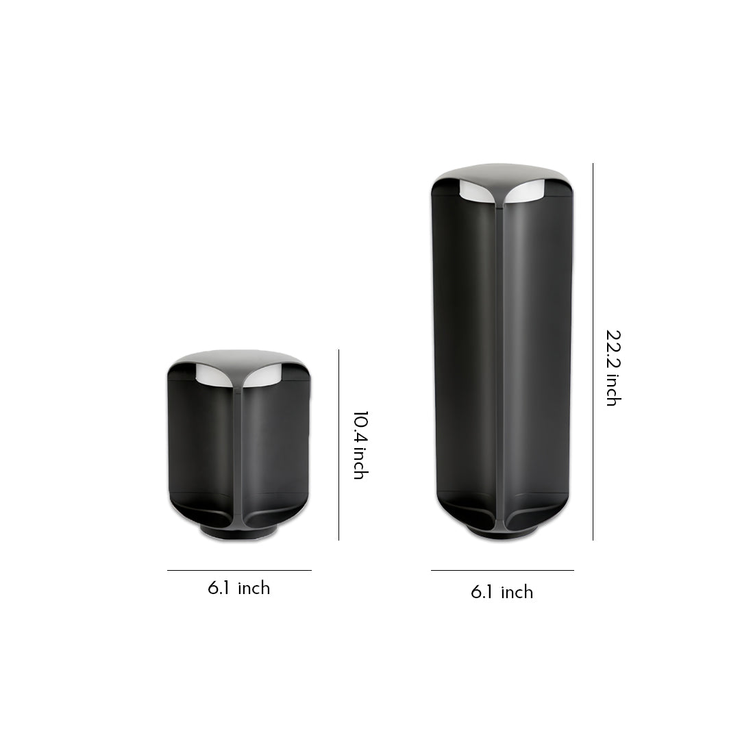 Minimalist cylindrical light bollard set in multiple sizes shown against a clean white background.