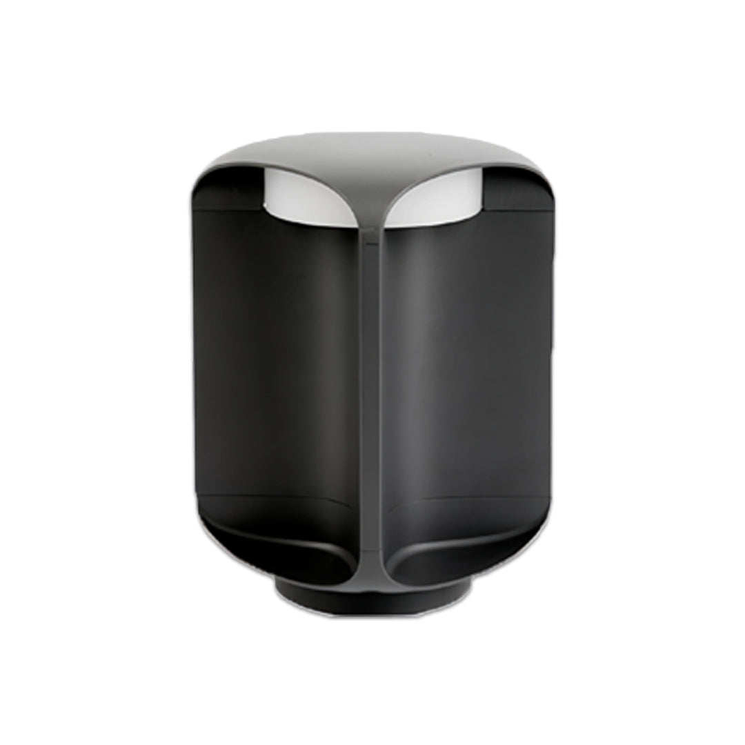 Compact rounded-top light bollard with smooth matte finish and modern exterior design.