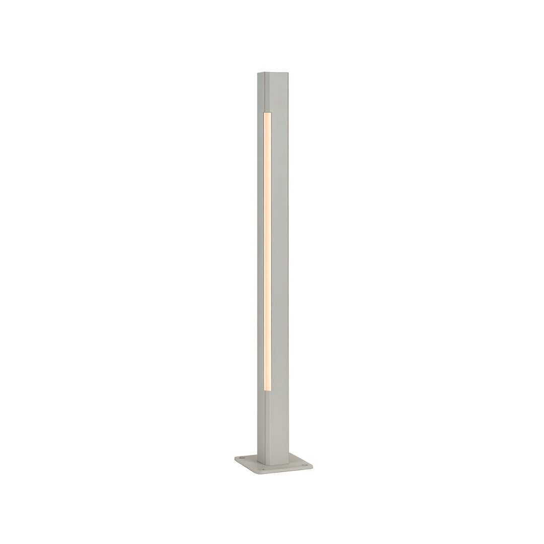 Light grey modern column-style led bollard light fixtures ideal for pathway and garden boundary illumination.