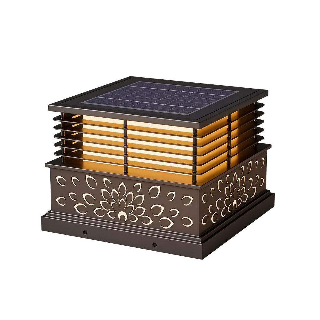 Light pillar for home with a layered design and illuminated panels for soft lighting.