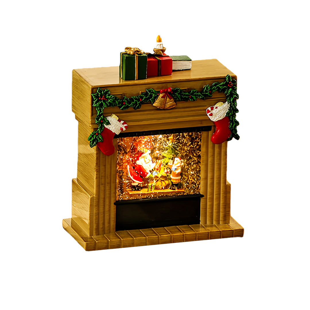 light up christmas fireplace ornament with illuminated festive display and holiday accents