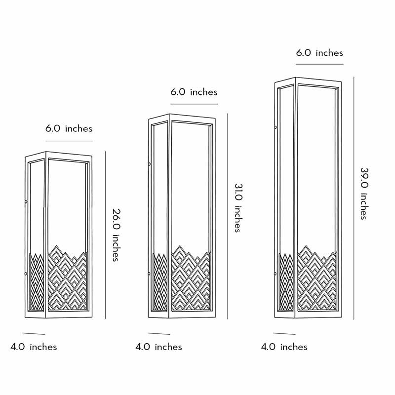 Line drawing of lightbox wall lamp dimensions, providing installation specifications.