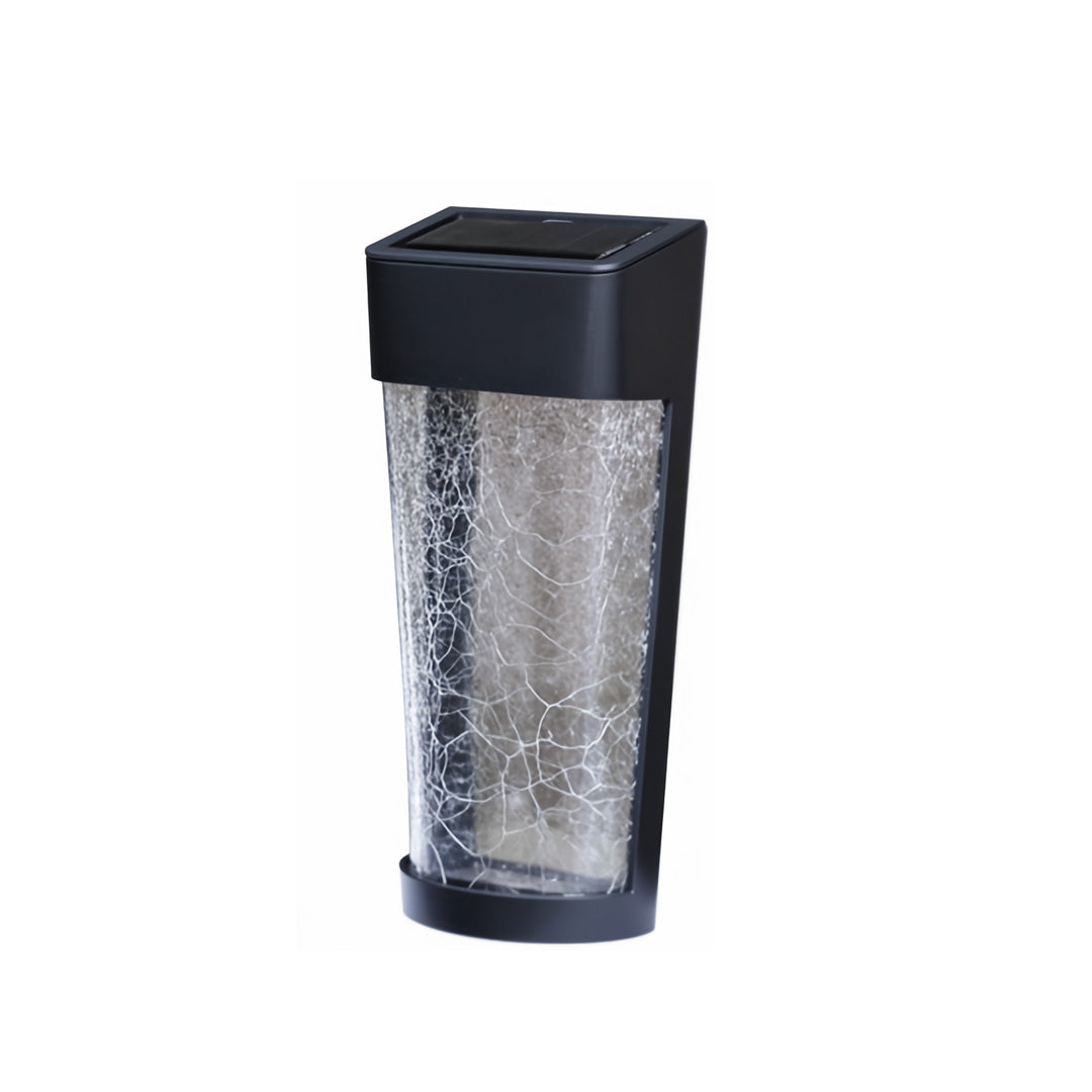 A sleek black outdoor wall lantern with bubbled glass, offering elegant lighted outdoor wall decor suitable for modern exterior spaces.