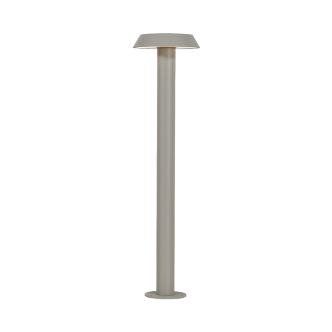 Light gray path lighting LED fixture with a slim vertical pole and minimal modern top.