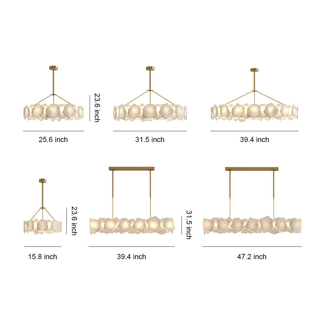Modern LED chandelier with linear black frame and horizontal frosted glass panel arrangement.