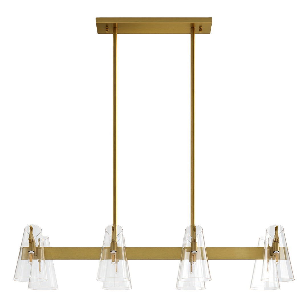 Modern luxury chandeliers inspired glass flush mount lighting with linear brass frame