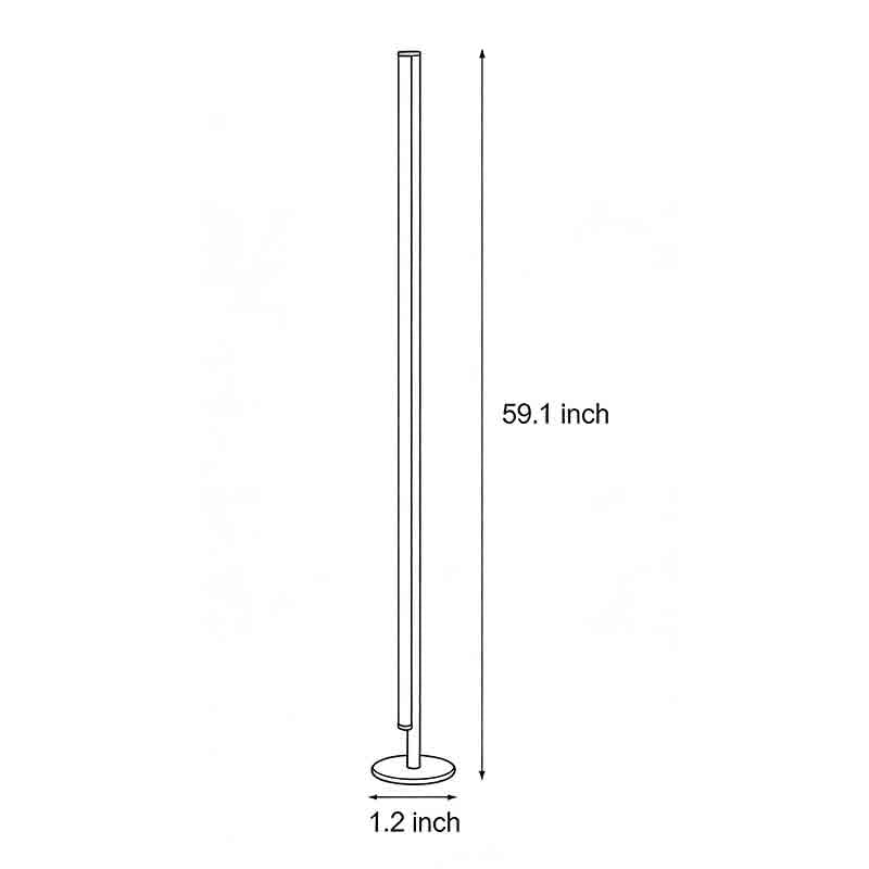 Technical diagram showing dimensions and structure of linear floor lamp models.