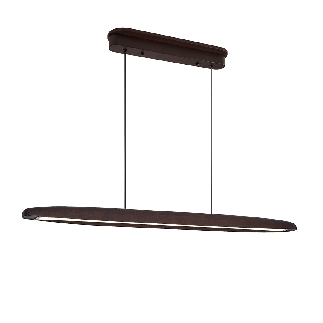 Illuminate your home with energy-efficient linear LED pendant lighting in dark wood finish, perfect for modern, stylish, and functional spaces.