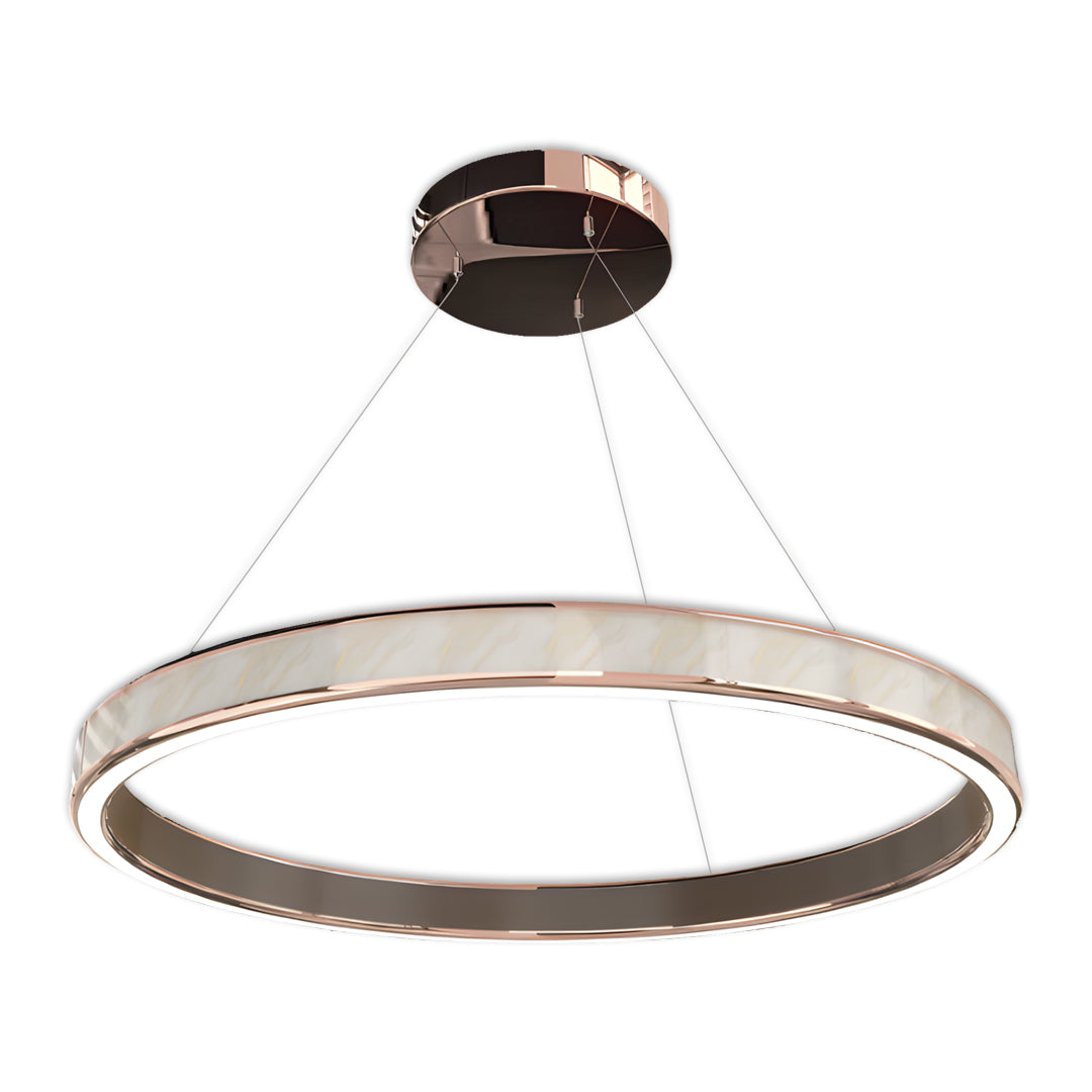 Modern single-ring linear suspension light fixtures ideal for contemporary living spaces.