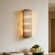 Enhance your interior with linear wall light with gold vertical crystal rods, featuring elegant design and energy-efficient LED illumination.