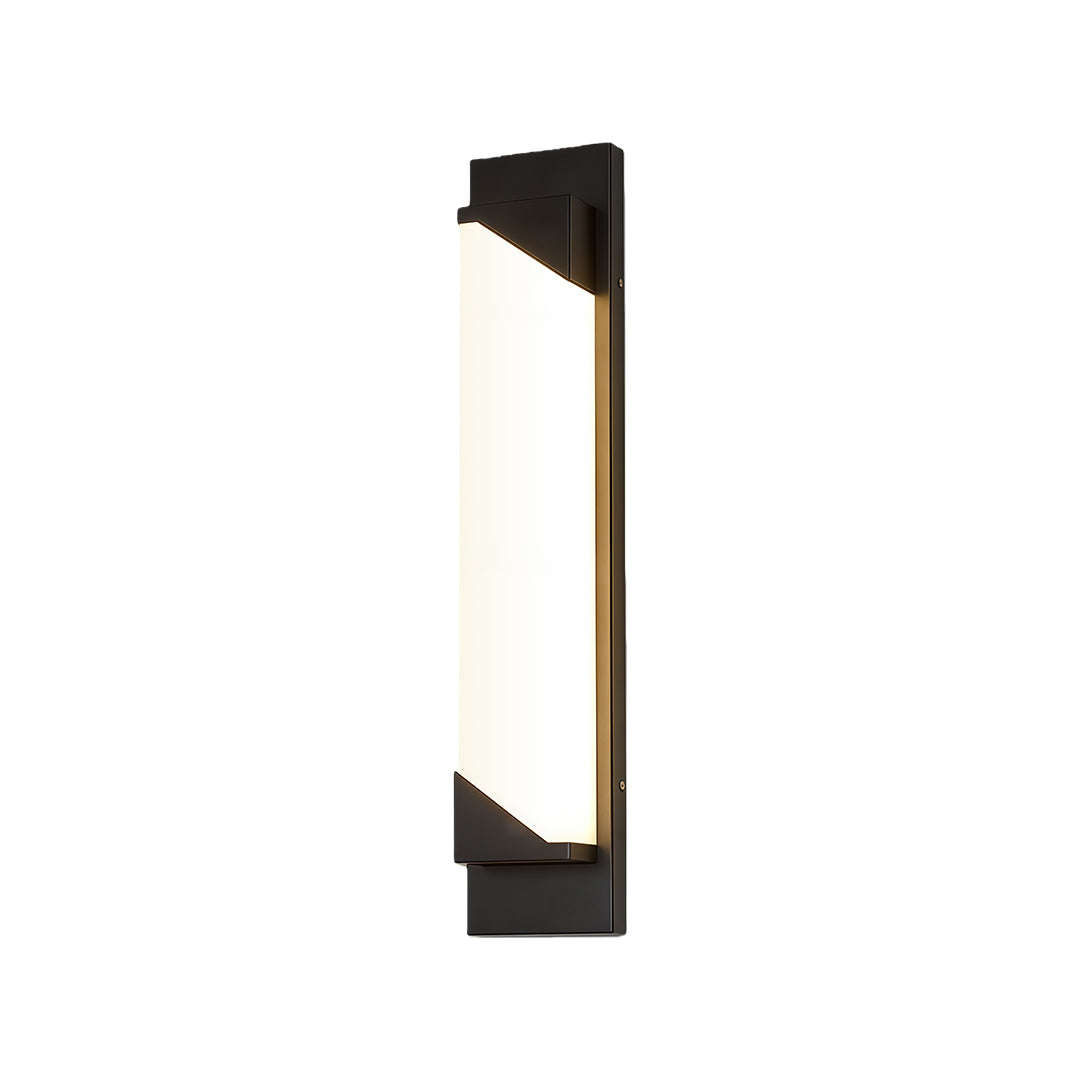 Linear wall light outdoor with geometric black frame enhances facades with minimalist lines and weather resistant construction.