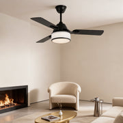 Ceiling Fans with Lights European Retro Fabric Shade Fan Lamp