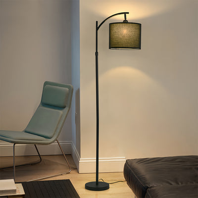 Fabric Shade Floor Lamp Minimalist Arc Metal Living Room Arched Lamp