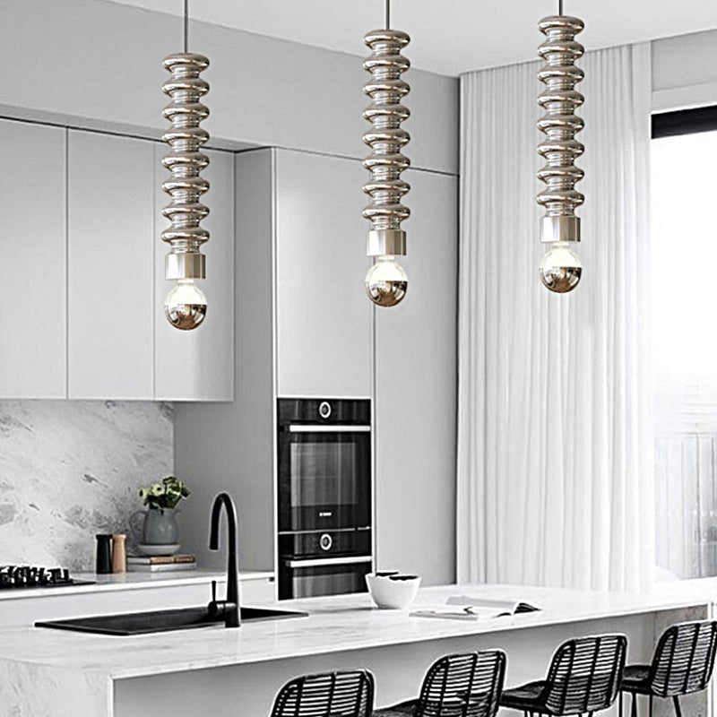 Long Creative Spiral Gourd Metal Semi - Plated Colorful Modern Pendant Lights