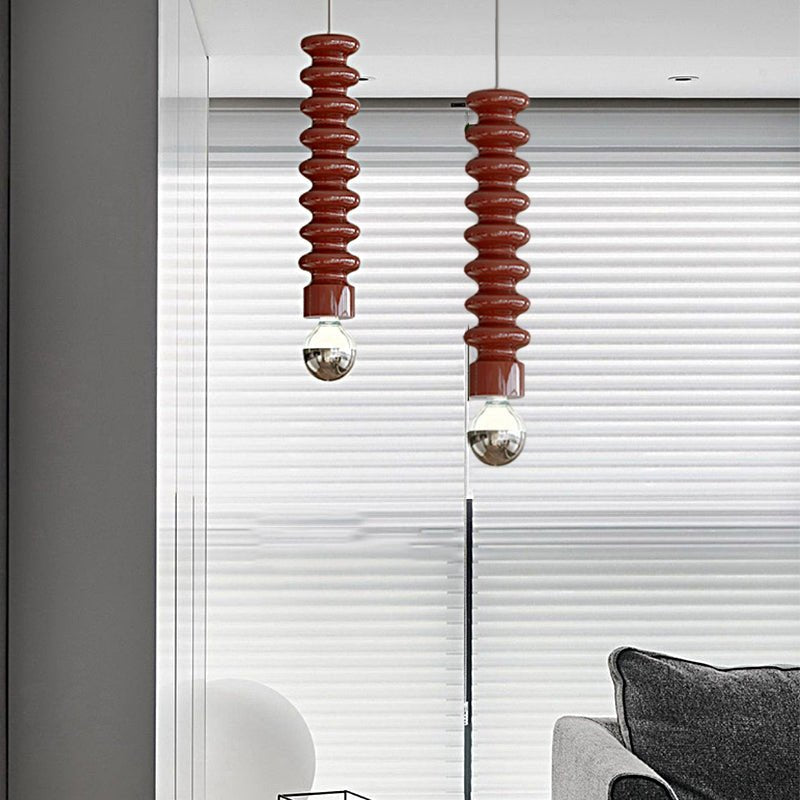 Long Creative Spiral Gourd Metal Semi - Plated Colorful Modern Pendant Lights