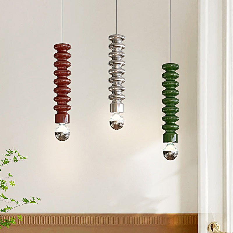Long Creative Spiral Gourd Metal Semi - Plated Colorful Modern Pendant Lights