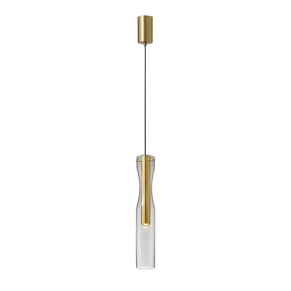 Long Glass Copper Luxury 3 Step Dimming Simple Modern Pendant Lights Fixture