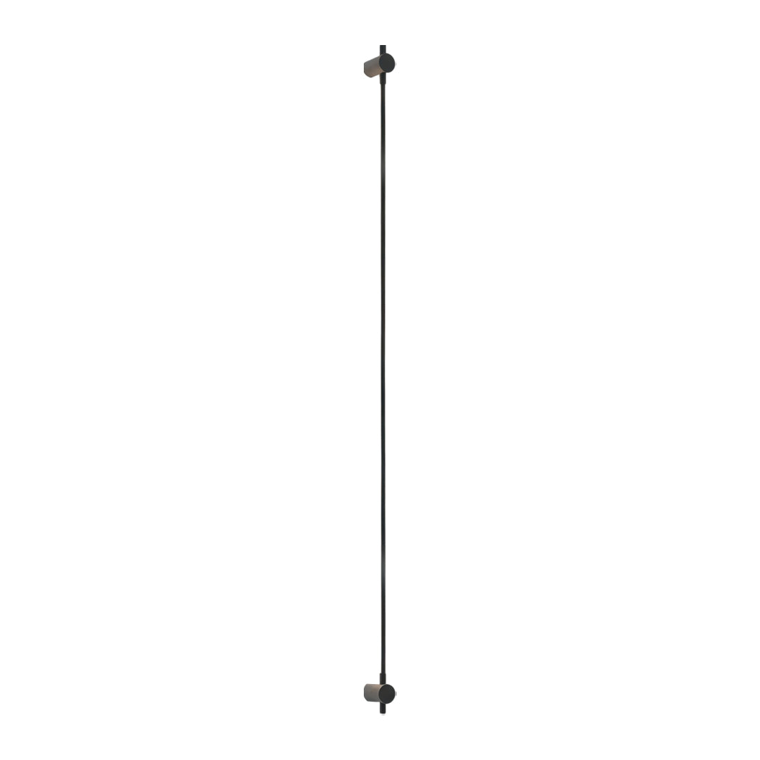 Modern black long linear wall sconce featuring elegant vertical LED tube wall lighting design.
