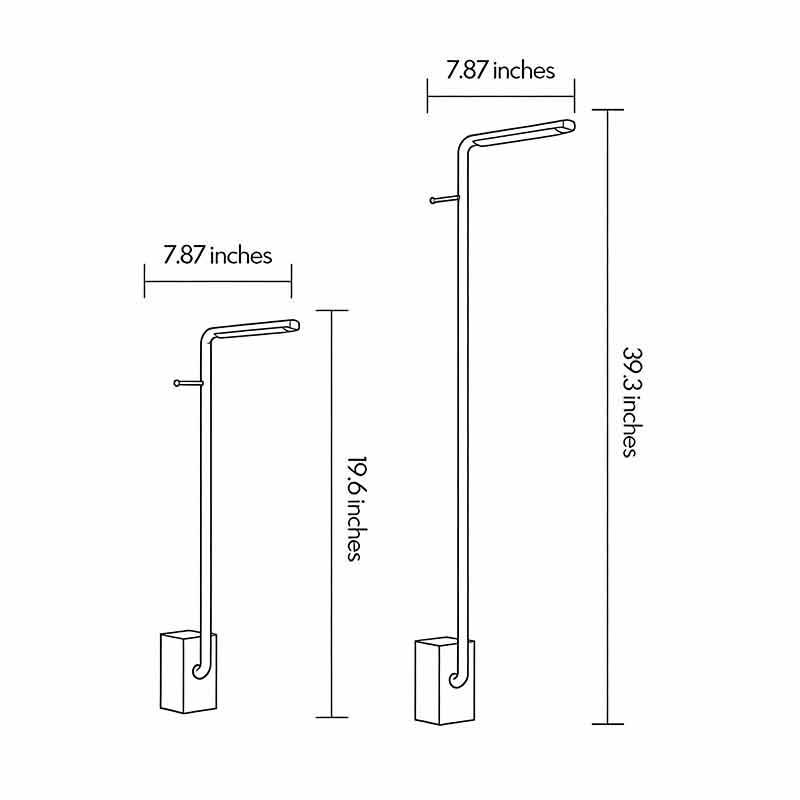 Technical diagram of long outdoor wall lights showing dimensions and installation details.