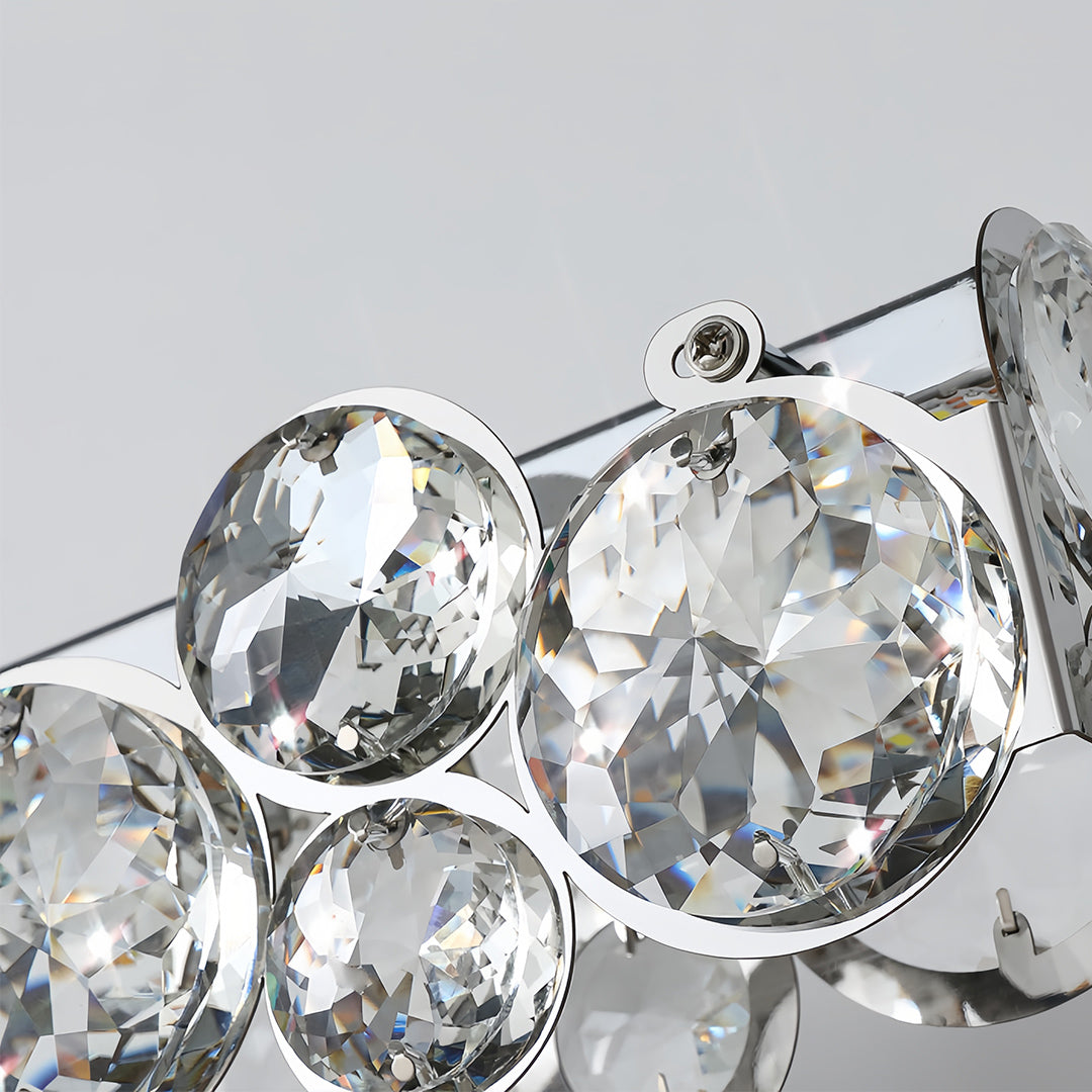 Long rectangular crushed ice acrylic silver pendant light providing bright, contemporary illumination for a modern kitchen.