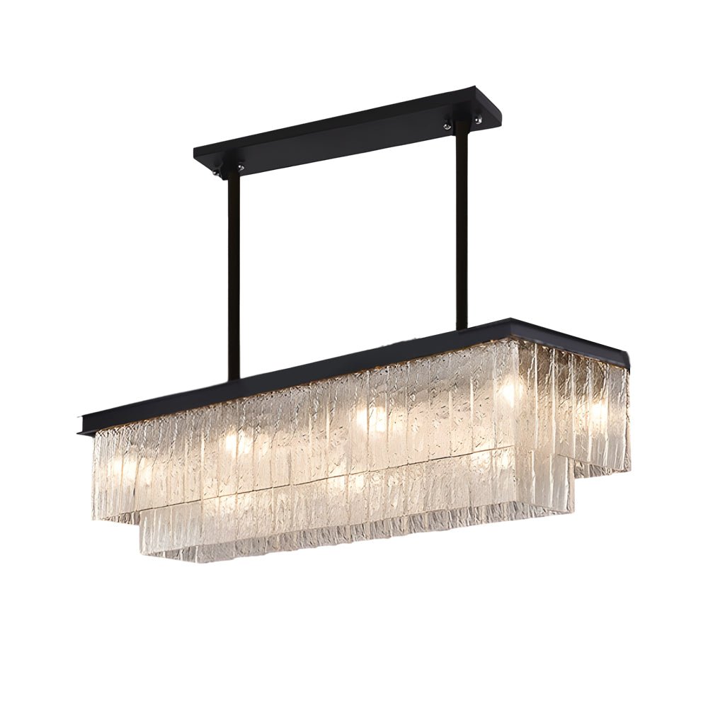 Long Rectangular Double Layer 3 Step Dimming Post - Modern Chandelier