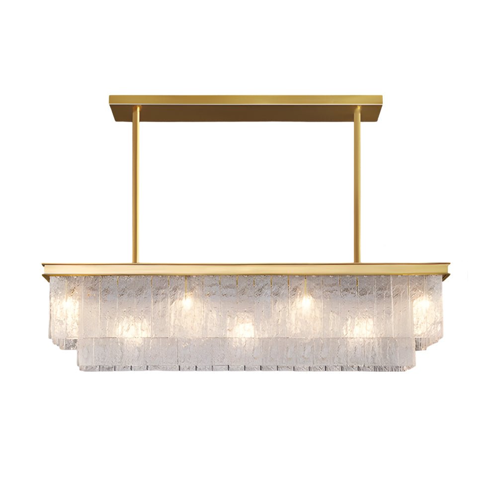 Long Rectangular Double Layer 3 Step Dimming Post - Modern Chandelier