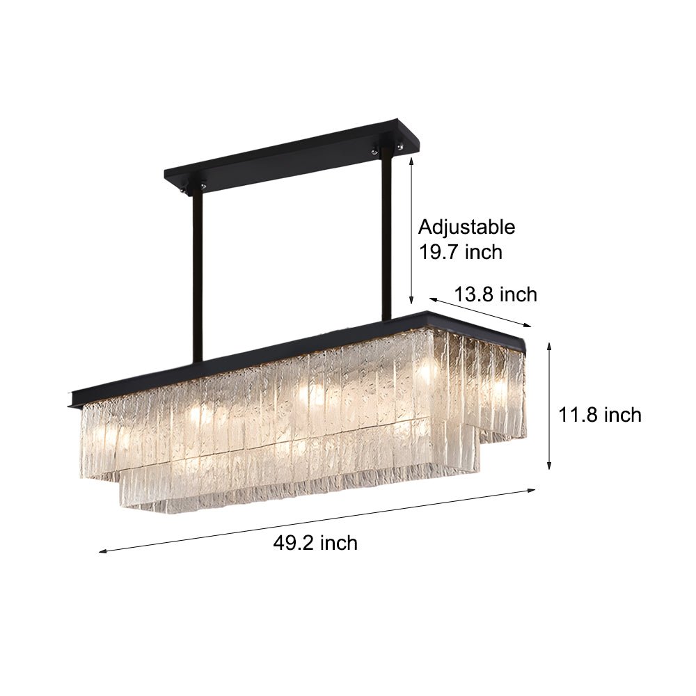 Long Rectangular Double Layer 3 Step Dimming Post - Modern Chandelier