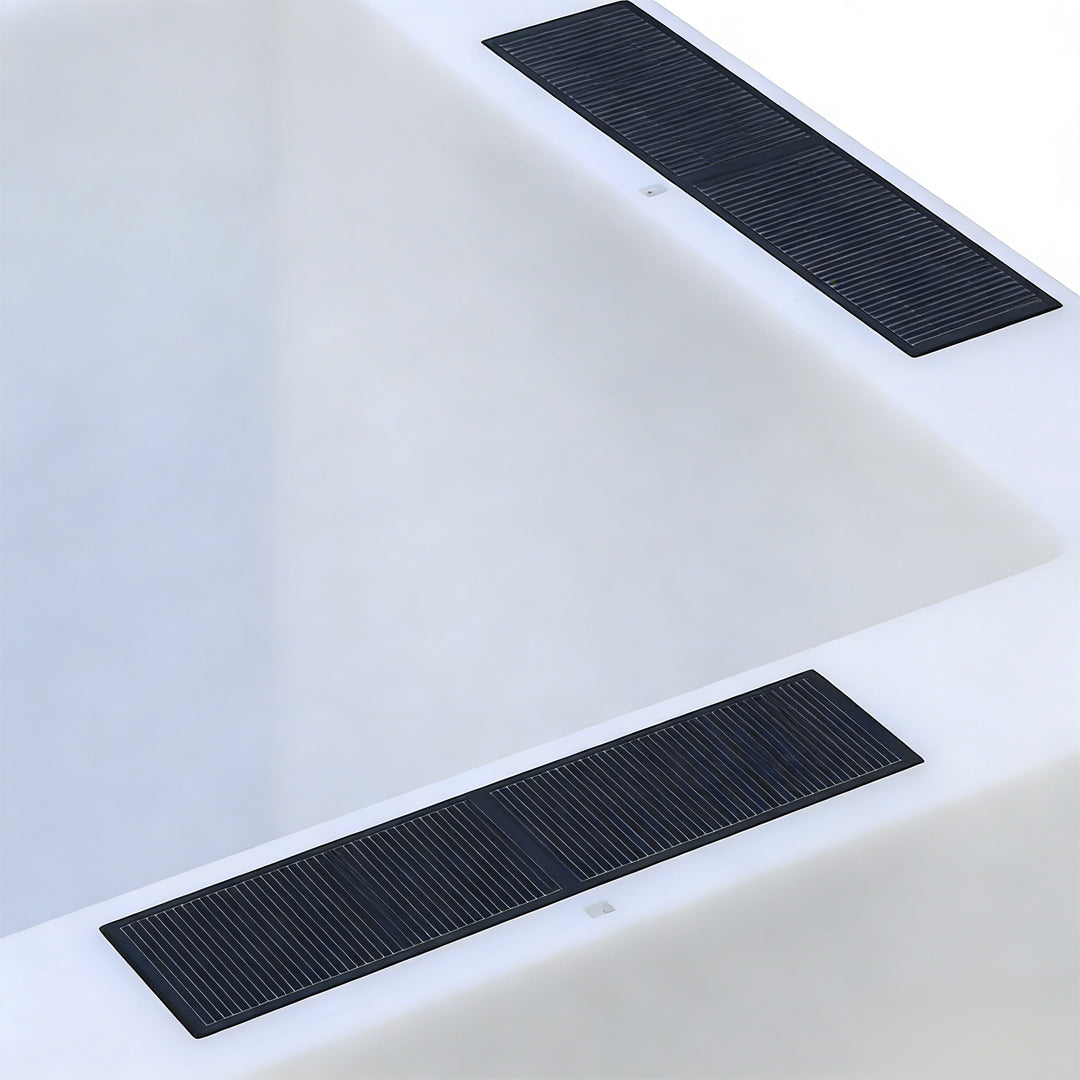 Luminous flower pots with a close-up of their glowing base and vibrant plant.