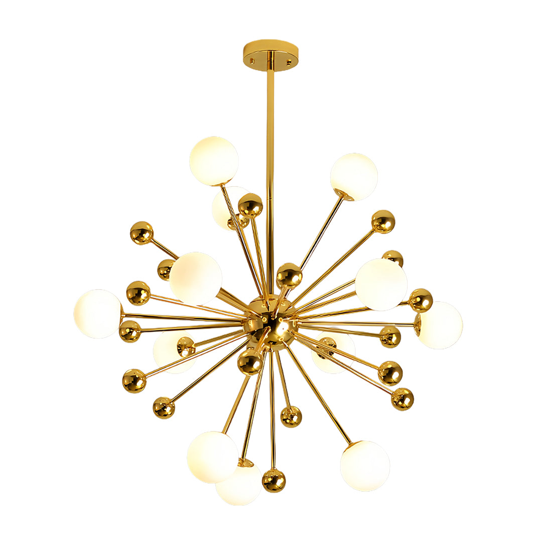 Luxurious gold sputnik chandelier with adjustable arms and glass bulbs for modern spaces