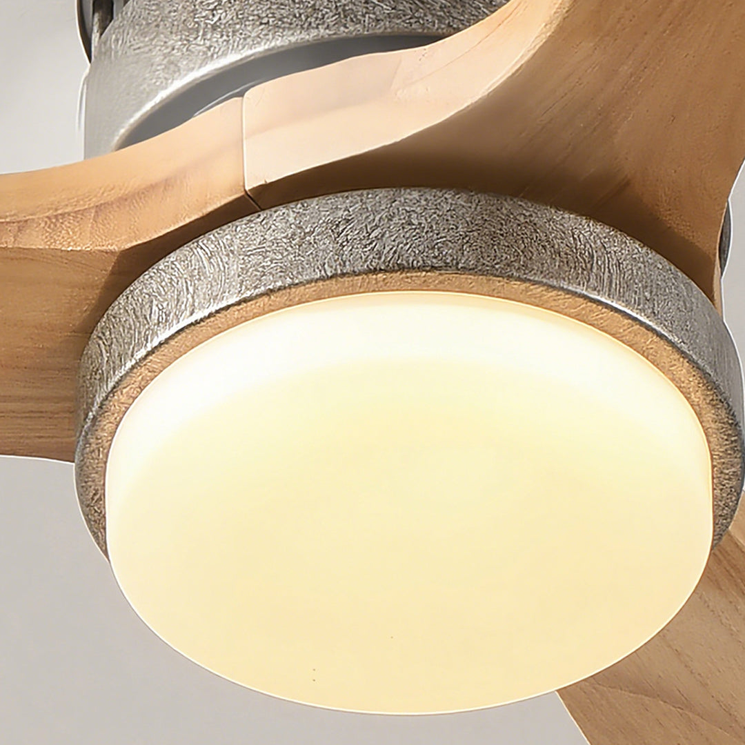 Luxury wooden 3-blade ceiling fans with light featuring integrated LED lighting and crystal accents