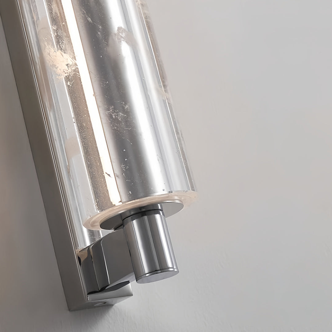 Modern crystal pendant light installed in luxury bedroom setting with sophisticated crystal elements and ambient lighting